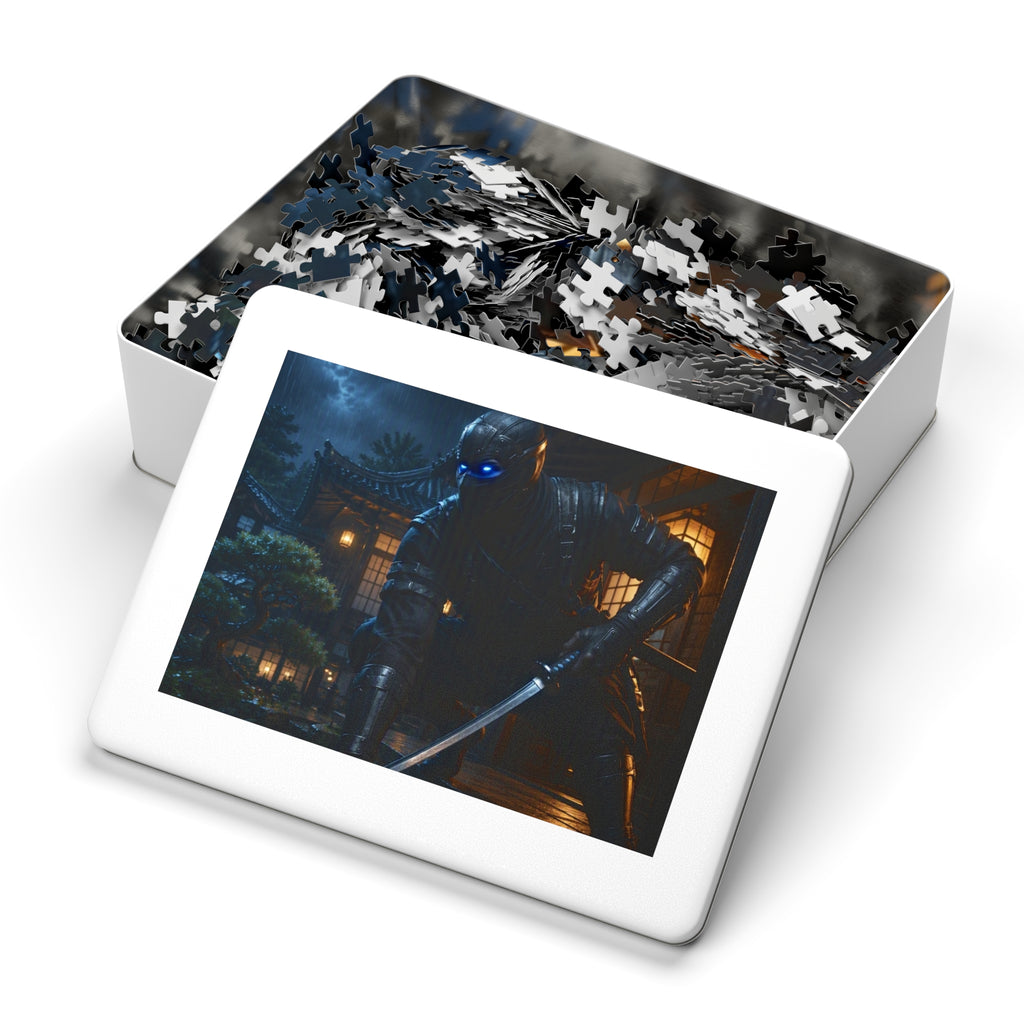 Ninja Night 500-Piece Jigsaw Puzzle with Tin — Stealth Samurai Sword Scene