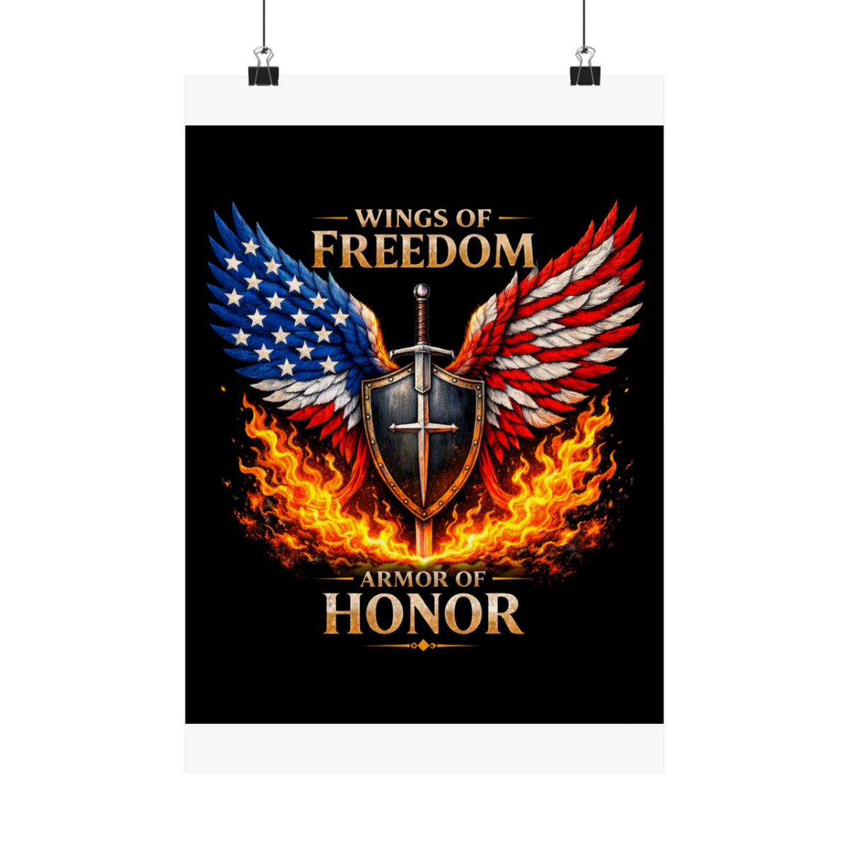 Patriotic Wings of Freedom Matte Poster — "Wings of Freedom, Armor of Honor"