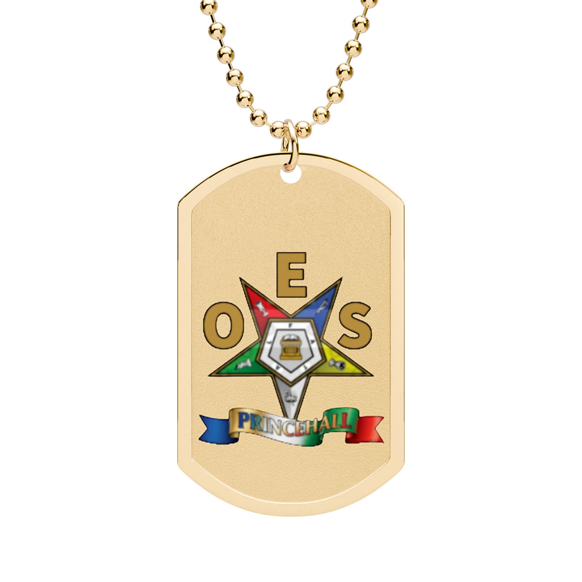 Order of the Eastern Star Dog Tag Necklace — Masonic Star Pendant on Chain