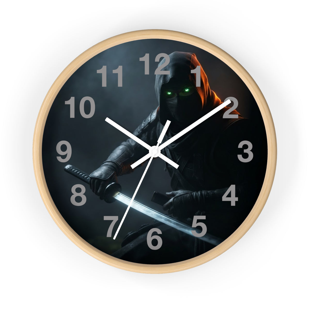 Assassin Nightblade Wall Clock — Dark Rogue with Glowing Eyes Decorative Clock