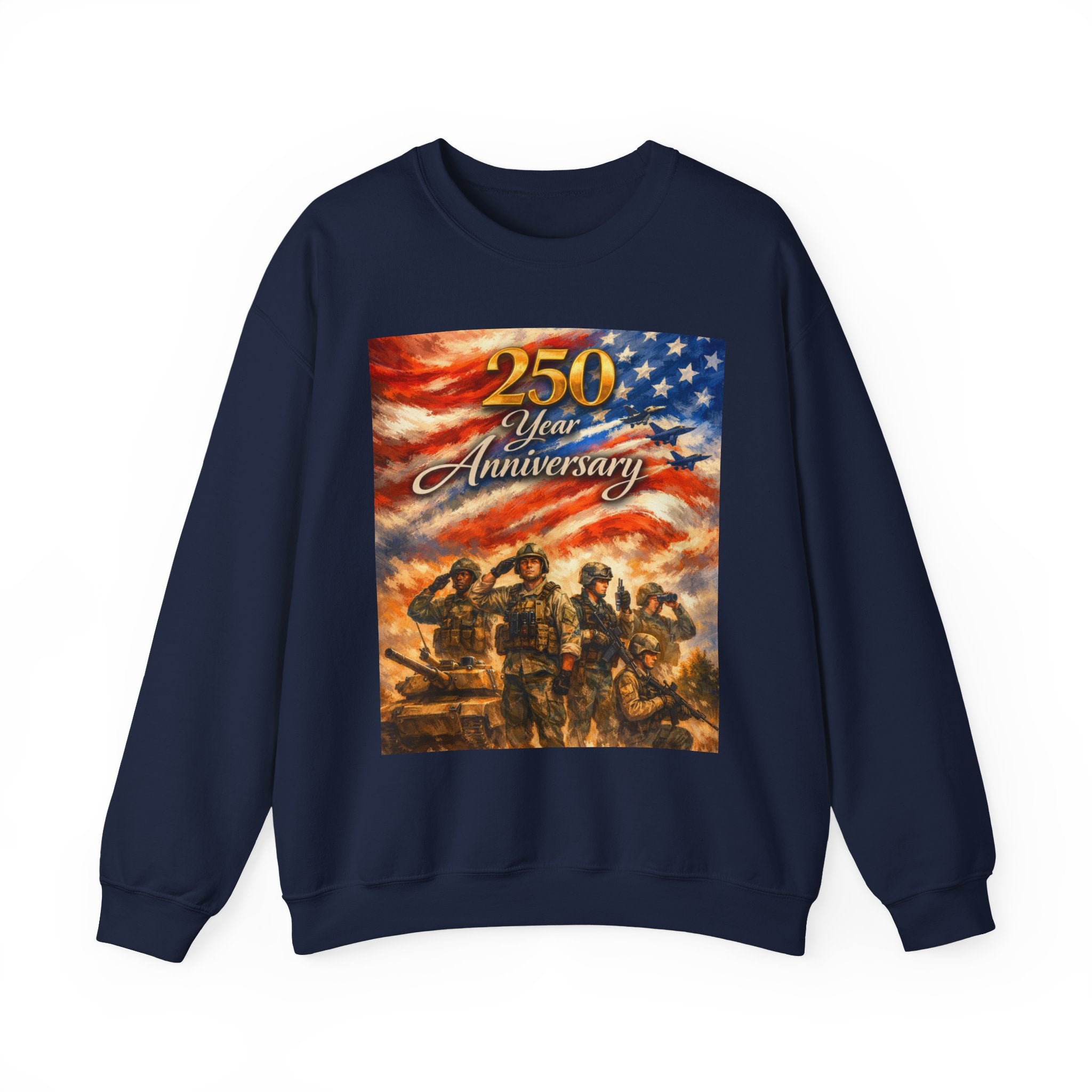 250 Year Anniversary Crewneck Sweatshirt — Patriotic Veterans Tribute