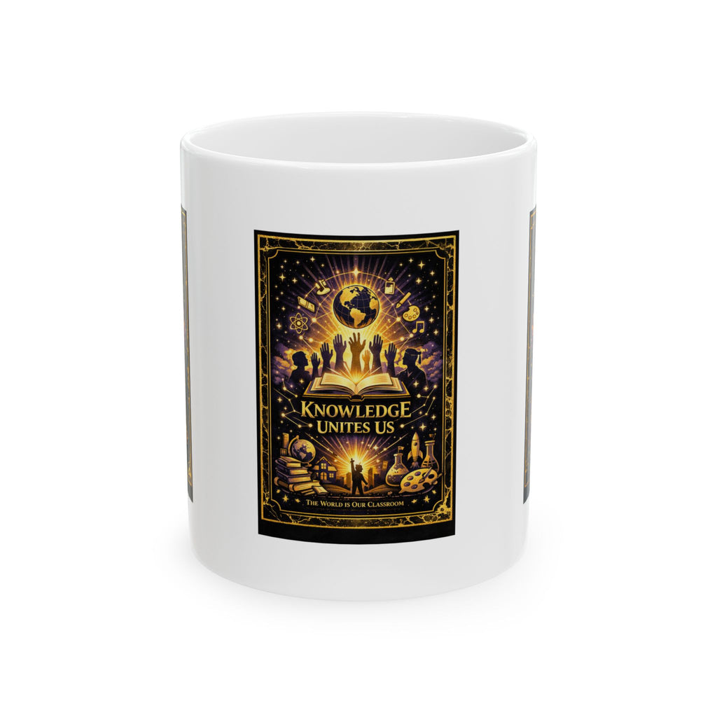 Knowledge Unites Us Ceramic Mug — Inspirational Unity & Education Coffee Cup (11oz / 15oz)