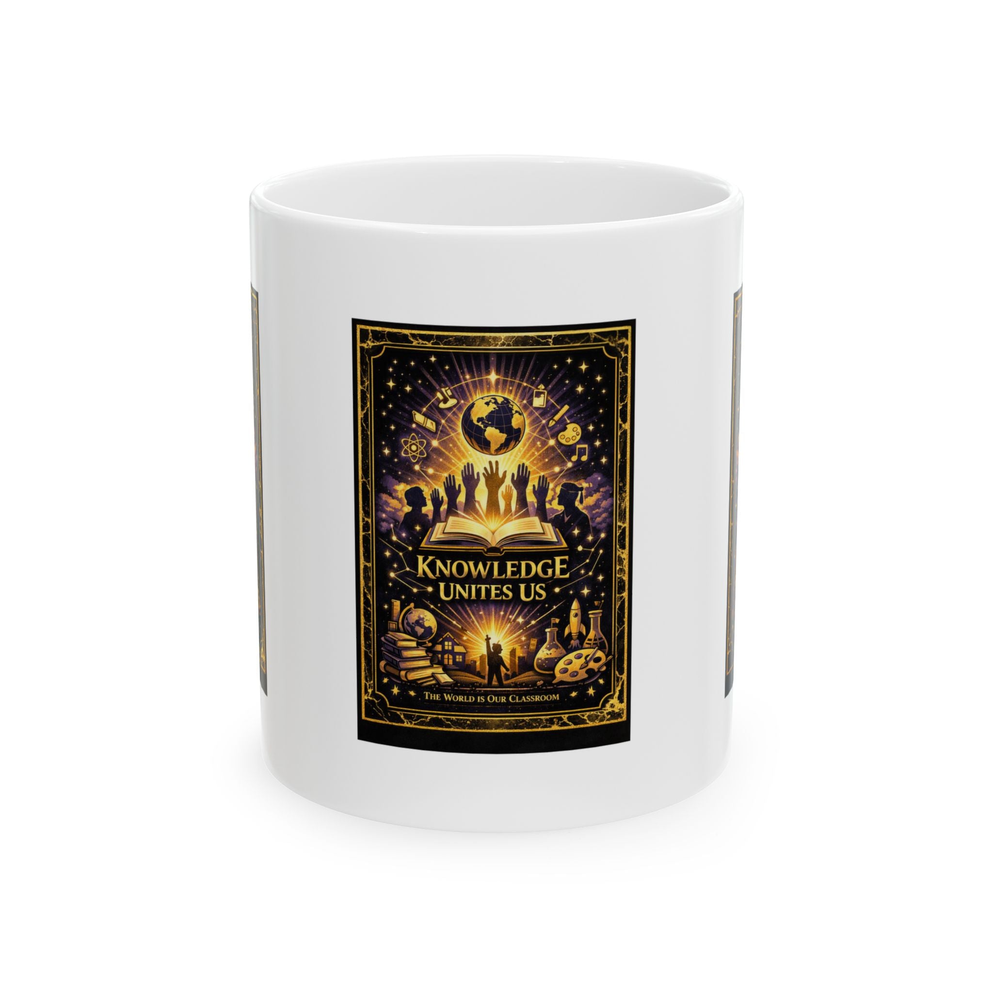 Knowledge Unites Us Ceramic Mug — Inspirational Unity & Education Coffee Cup (11oz / 15oz)