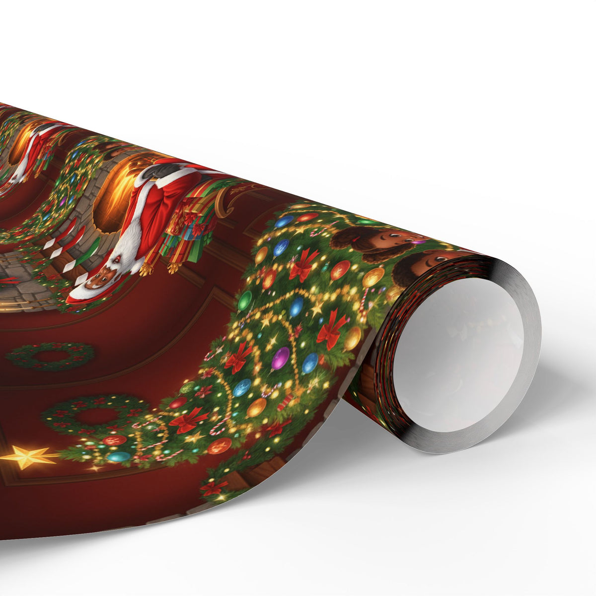 Christmas Santa Fireplace Wrapping Paper – Festive Gift Wrap Roll