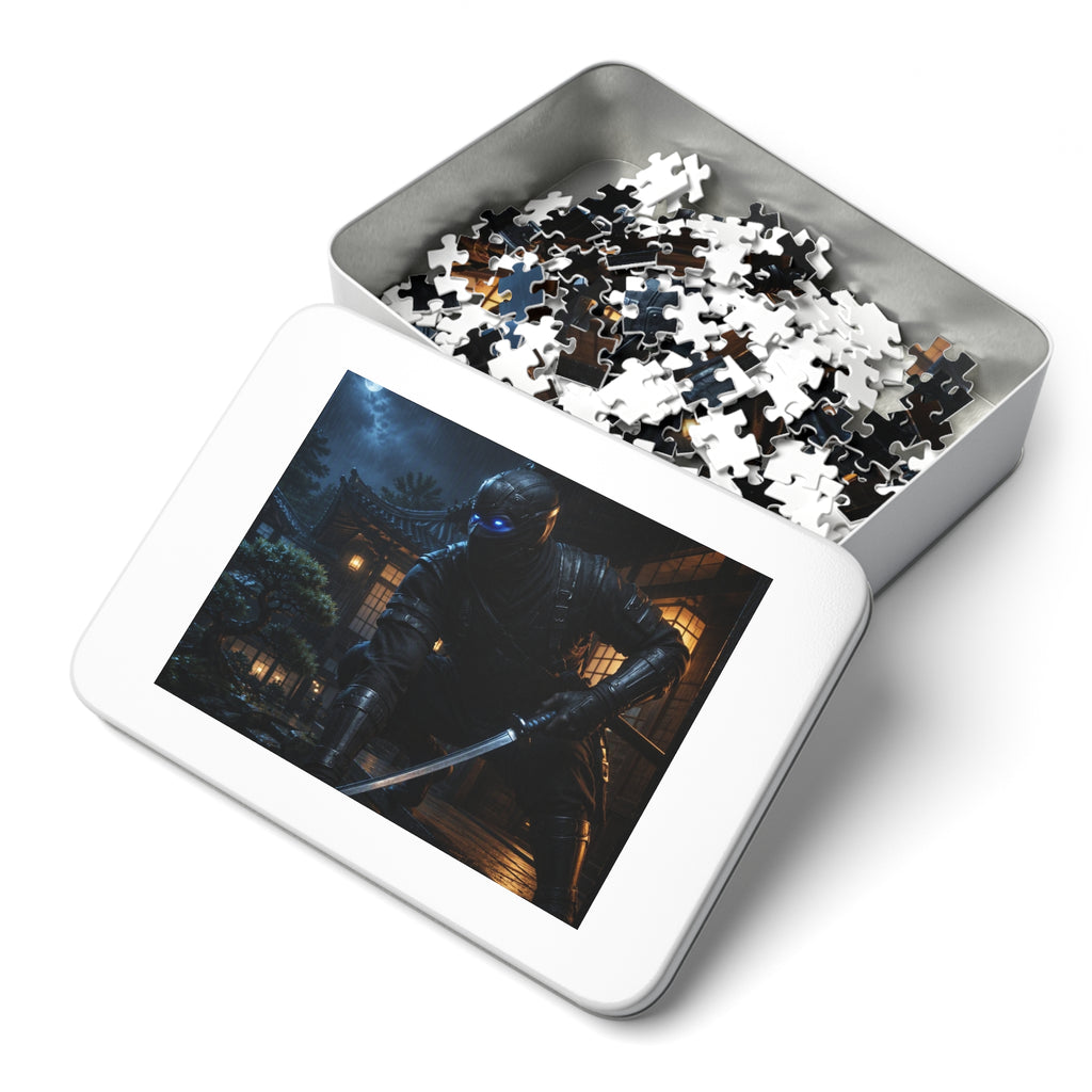 Ninja Night 500-Piece Jigsaw Puzzle with Tin — Stealth Samurai Sword Scene