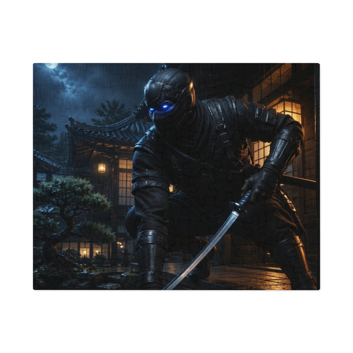 Ninja Night 500-Piece Jigsaw Puzzle with Tin — Stealth Samurai Sword Scene