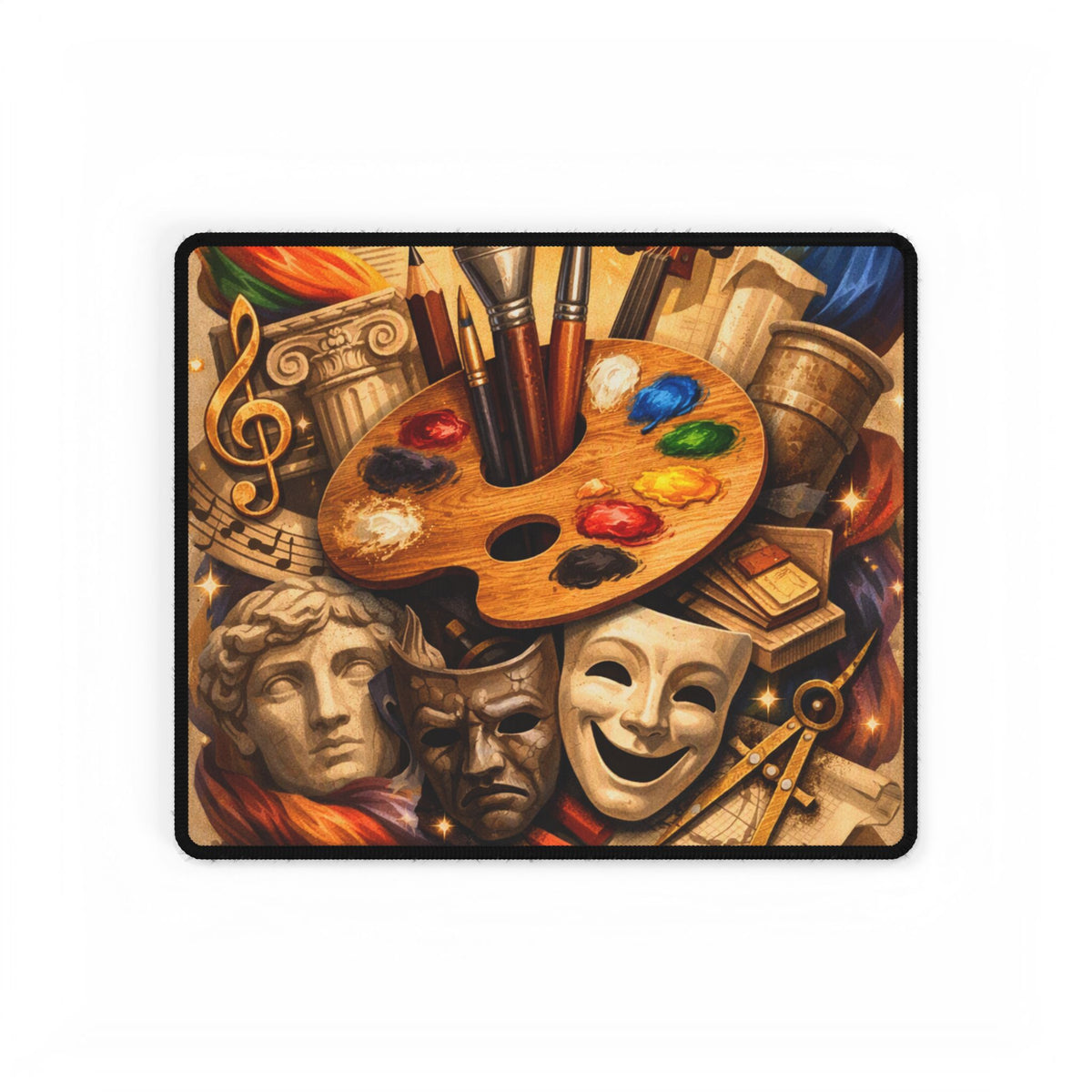 Artist Palette Desk Mat — Creative Studio Desk Pad for Painters, Musicians & Theatre Fans