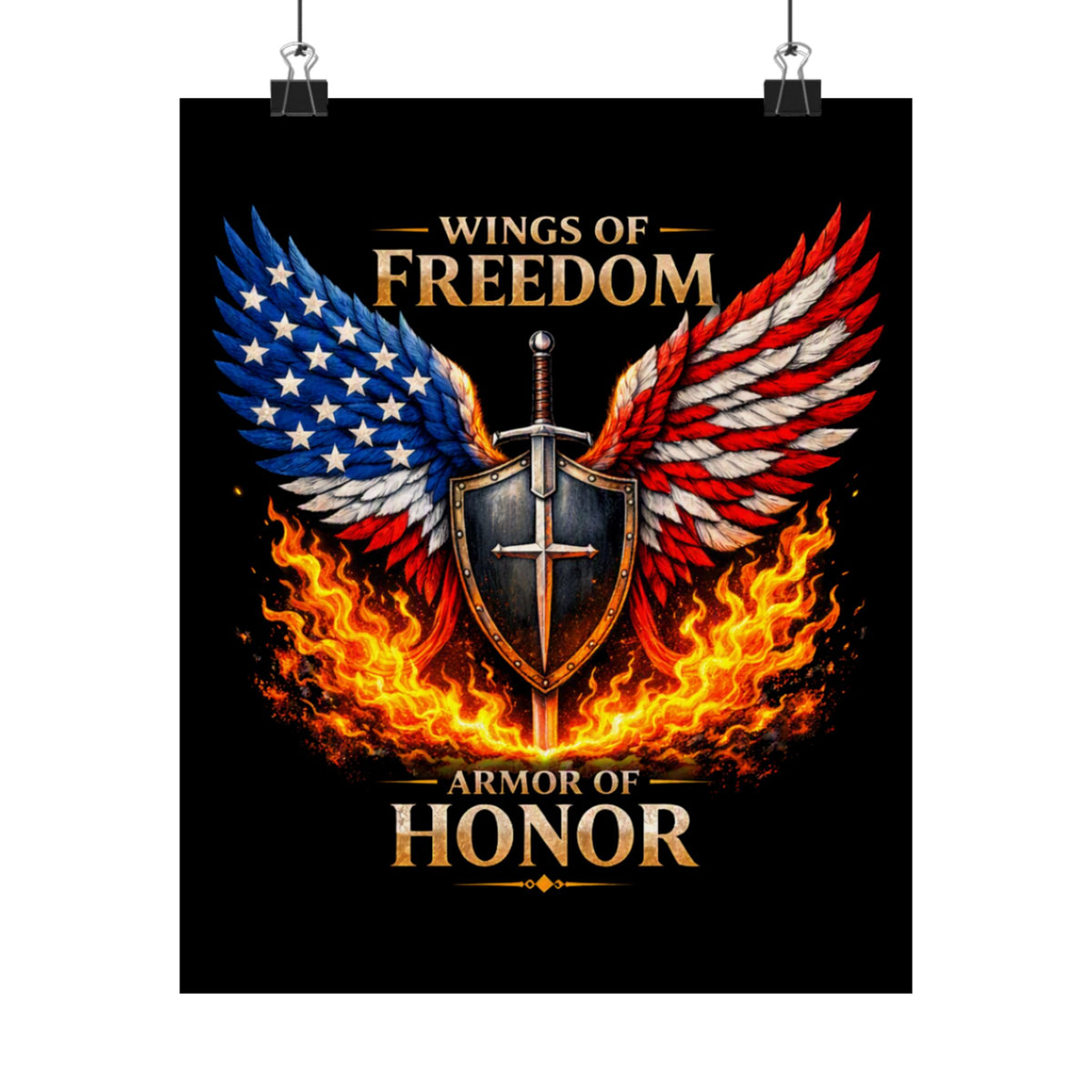 Patriotic Wings of Freedom Matte Poster — "Wings of Freedom, Armor of Honor"