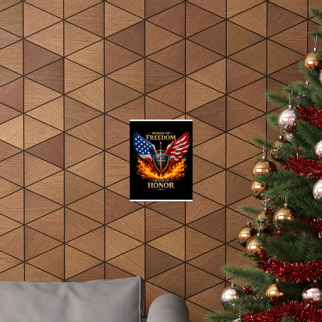 Patriotic Wings of Freedom Matte Poster — "Wings of Freedom, Armor of Honor"