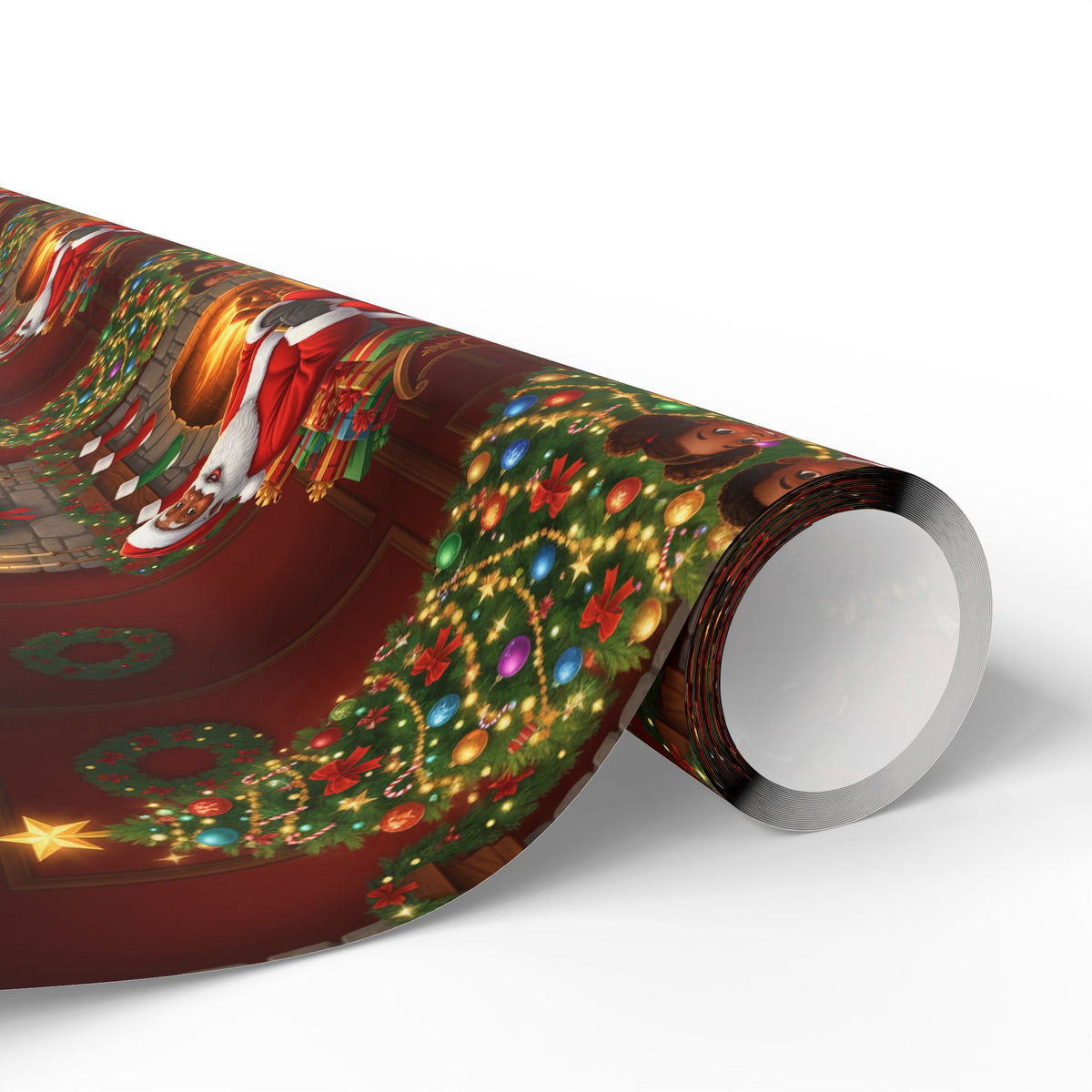 Christmas Santa Fireplace Wrapping Paper – Festive Gift Wrap Roll