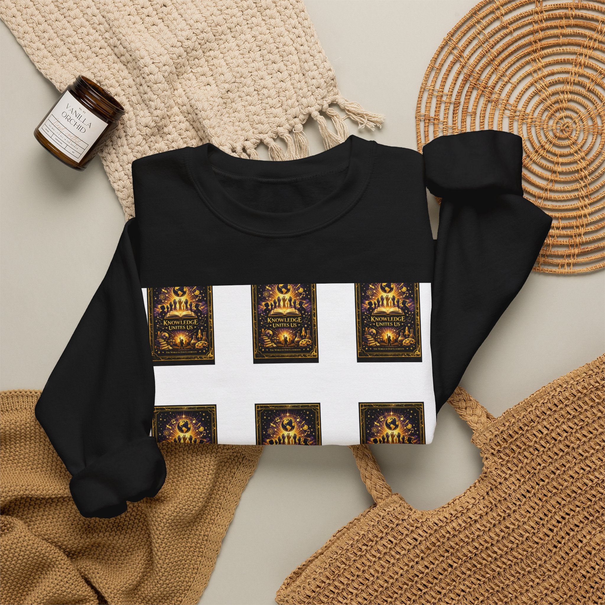 Crewneck Sweatshirt — Vintage Candles Grid Graphic