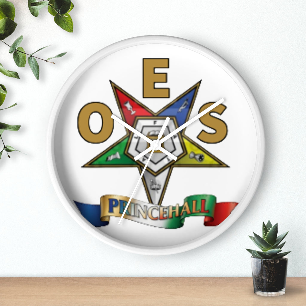 Prince Hall OES Star Wall Clock — Eastern Star Masonic Lodge Emblem Clock