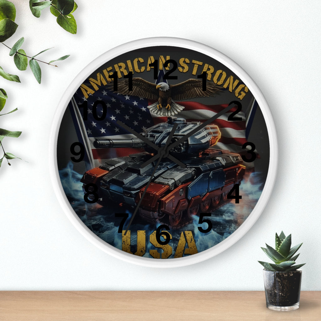 American Strong USA Tank Wall Clock — Patriotic Military Home Decor