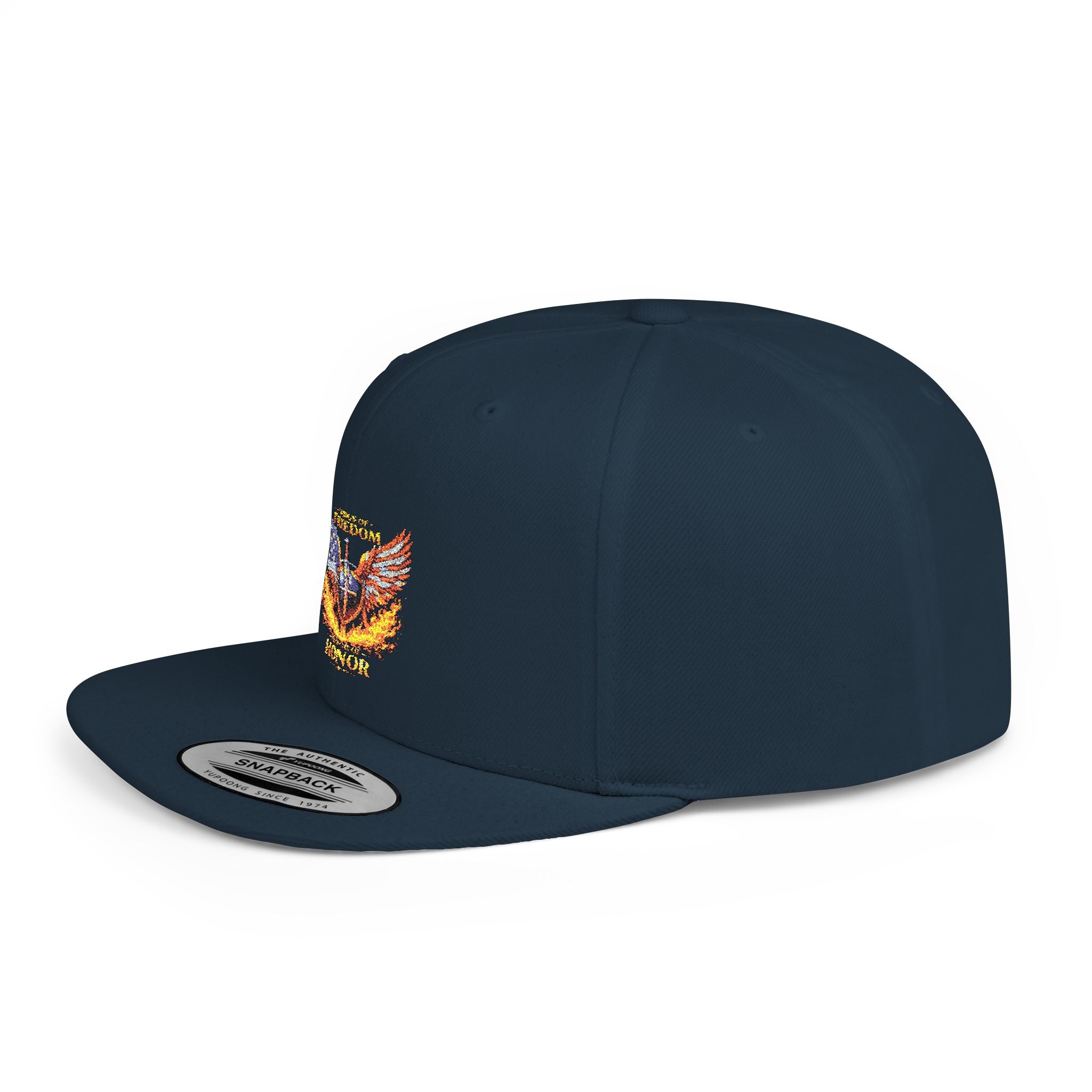 Snapback Hat — American Eagle Flames "Freedom Honor" Embroidered