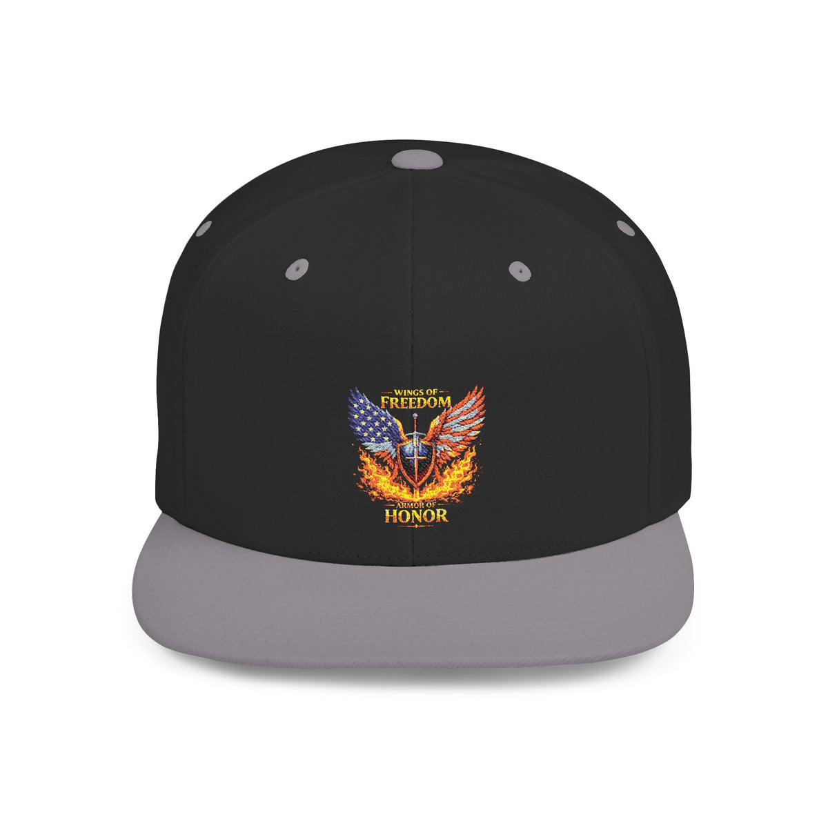 Snapback Hat — American Eagle Flames "Freedom Honor" Embroidered