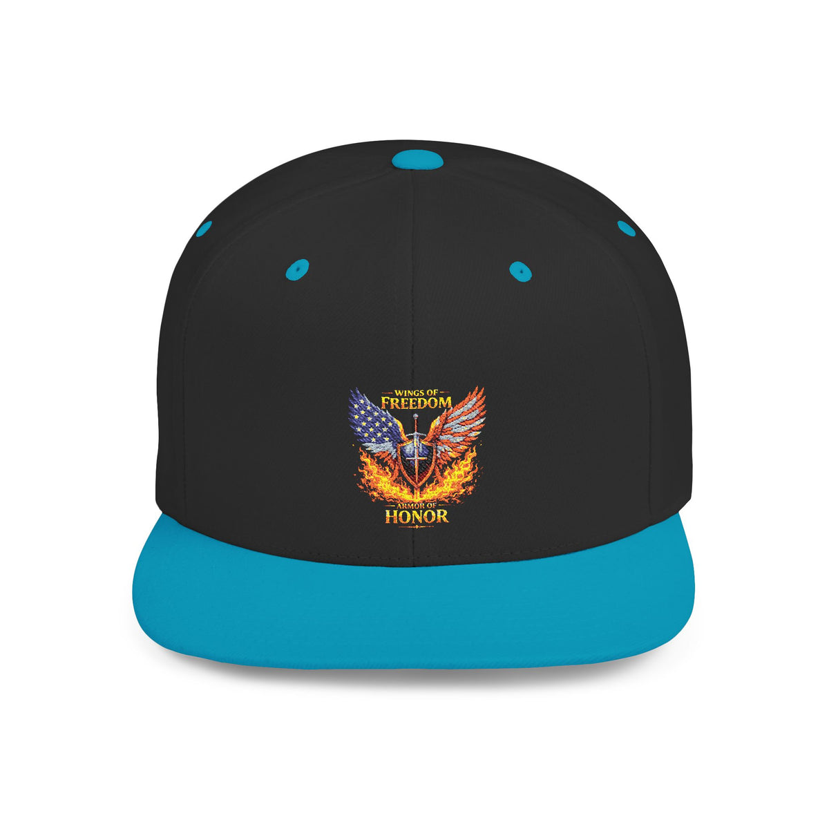 Snapback Hat — American Eagle Flames "Freedom Honor" Embroidered