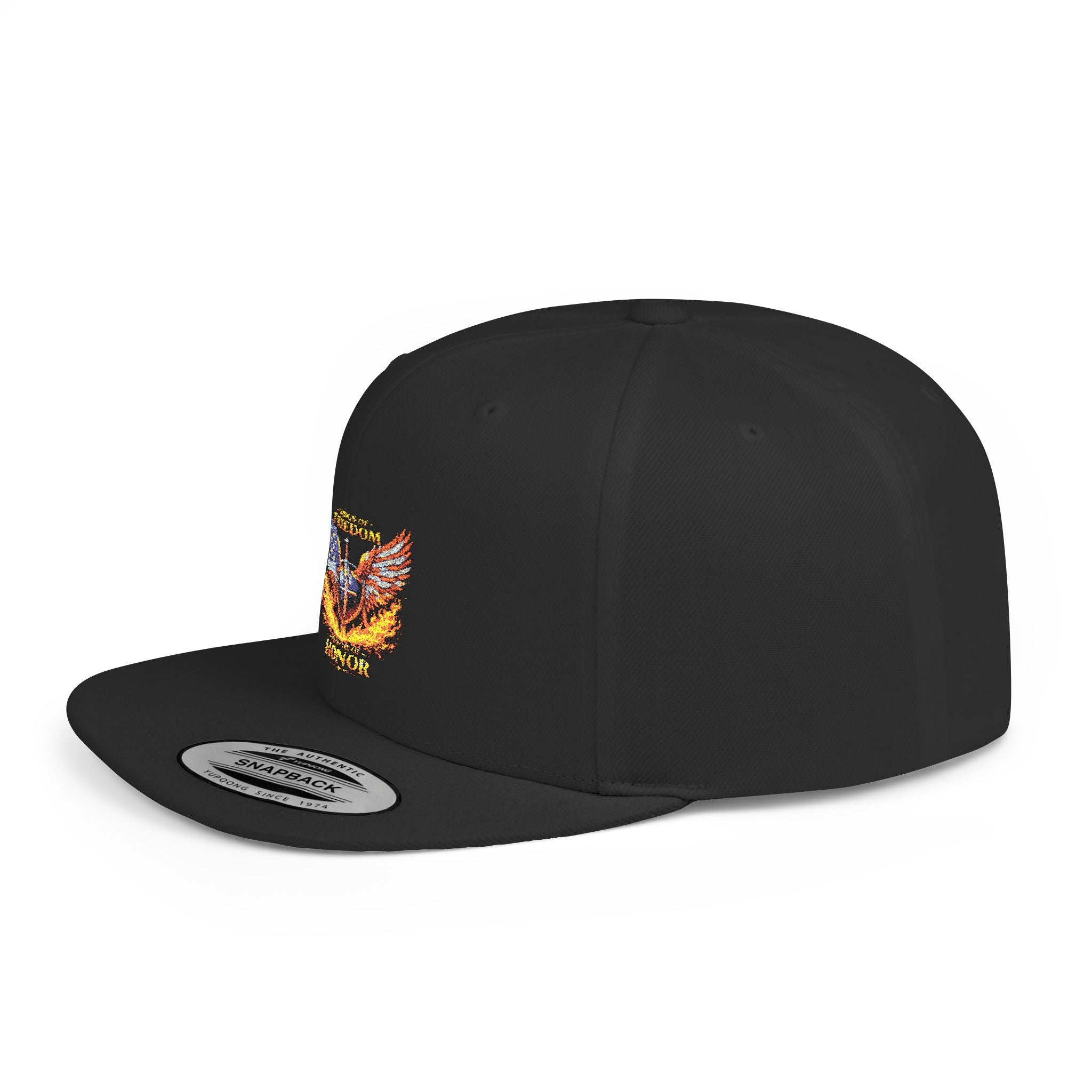 Snapback Hat — American Eagle Flames "Freedom Honor" Embroidered