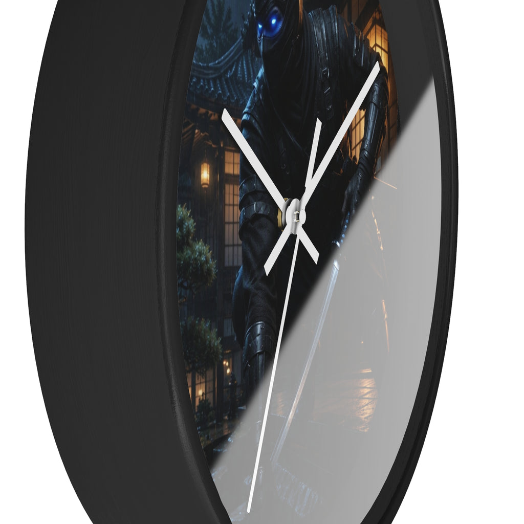 Ninja Warrior Wall Clock – Stealth Samurai Night Scene Home Decor