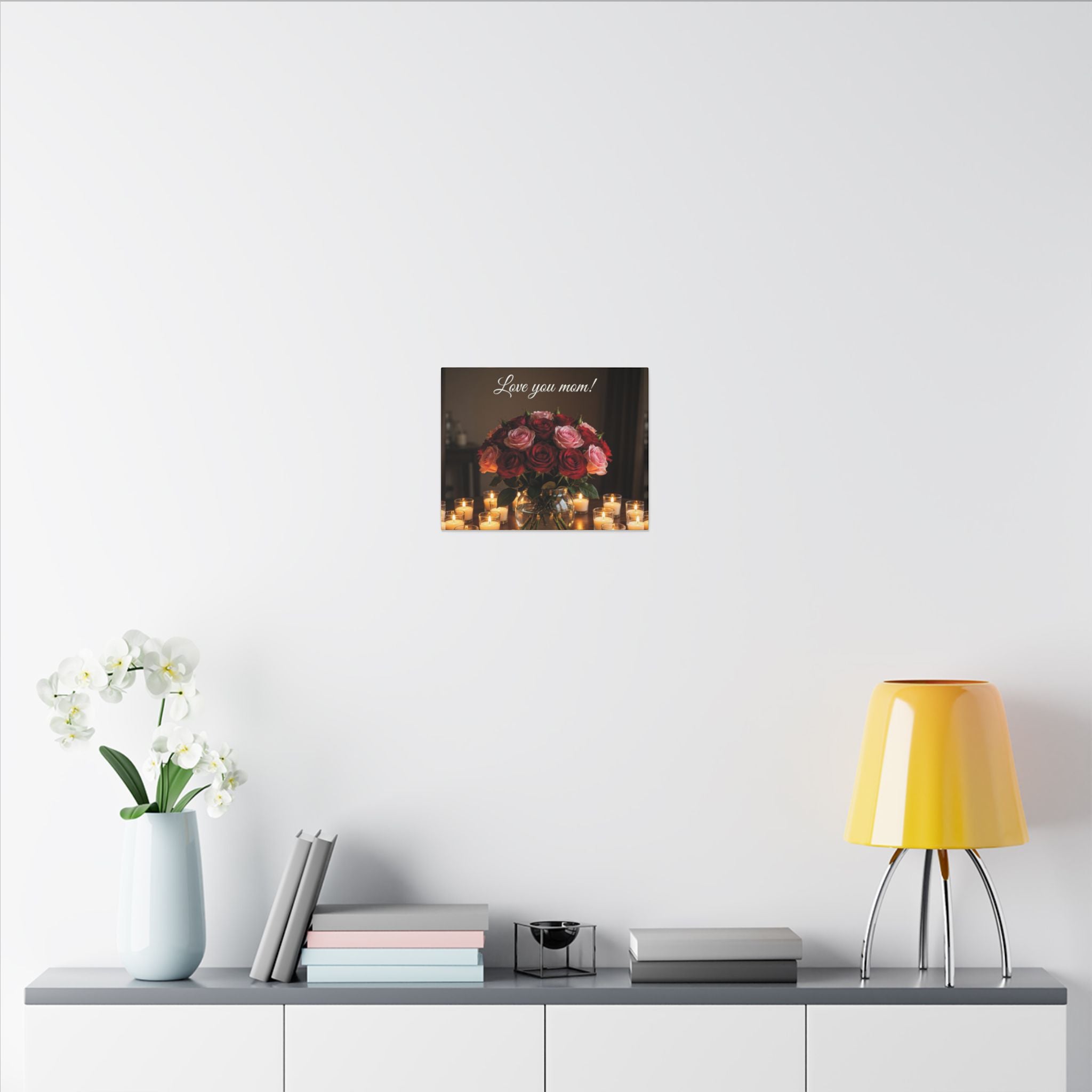 Love You Mom Floral Canvas Wall Art — Bouquet & Candles Mother's Day Gift