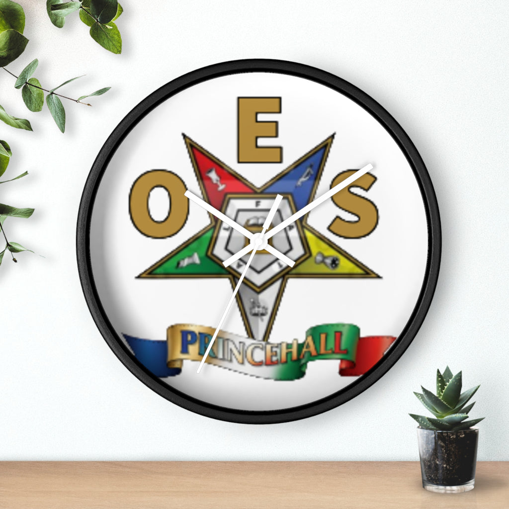 Prince Hall OES Star Wall Clock — Eastern Star Masonic Lodge Emblem Clock