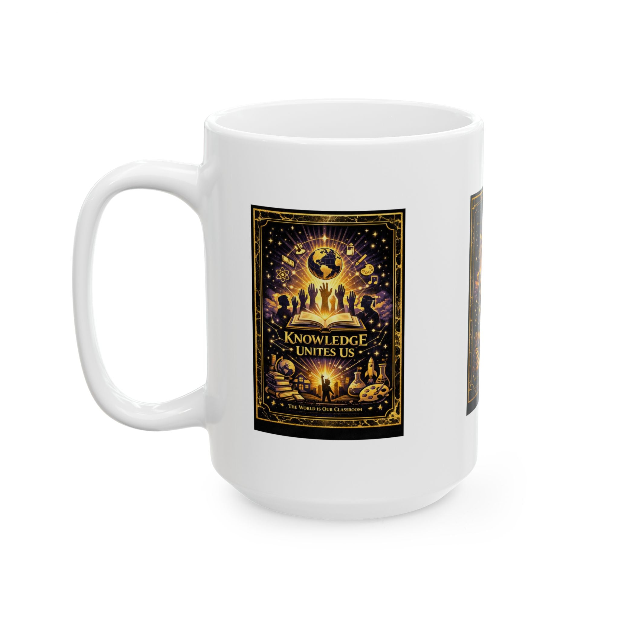 Knowledge Unites Us Ceramic Mug — Inspirational Unity & Education Coffee Cup (11oz / 15oz)