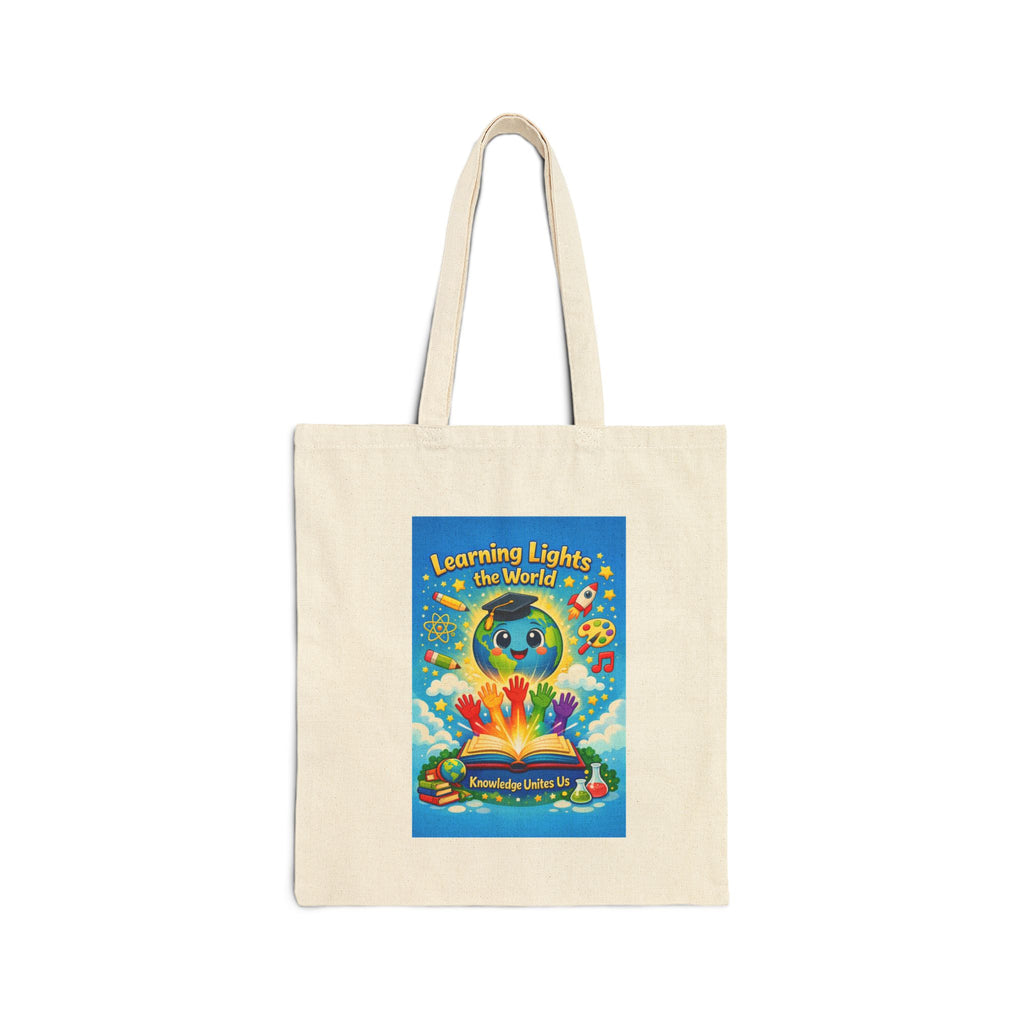 Tote Bag — "Learning Lights the World" Colorful Children's Book Illustration Tote