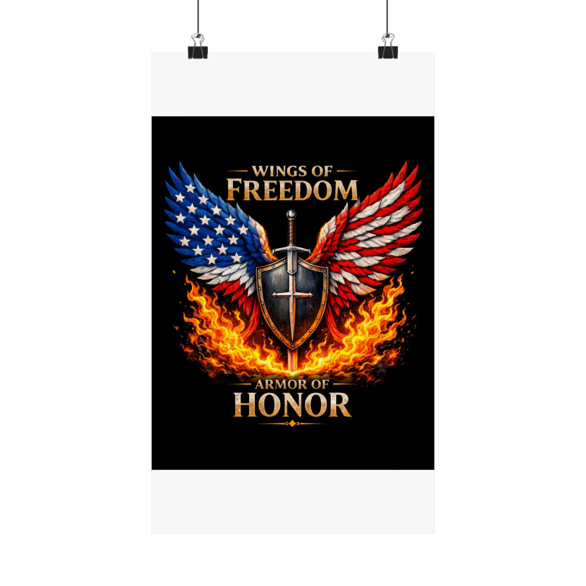 Patriotic Wings of Freedom Matte Poster — "Wings of Freedom, Armor of Honor"