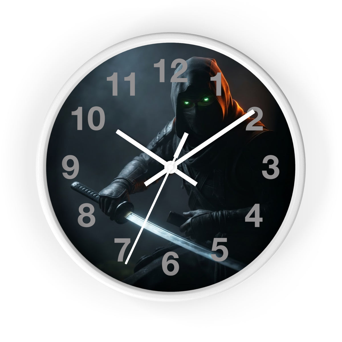 Assassin Nightblade Wall Clock — Dark Rogue with Glowing Eyes Decorative Clock