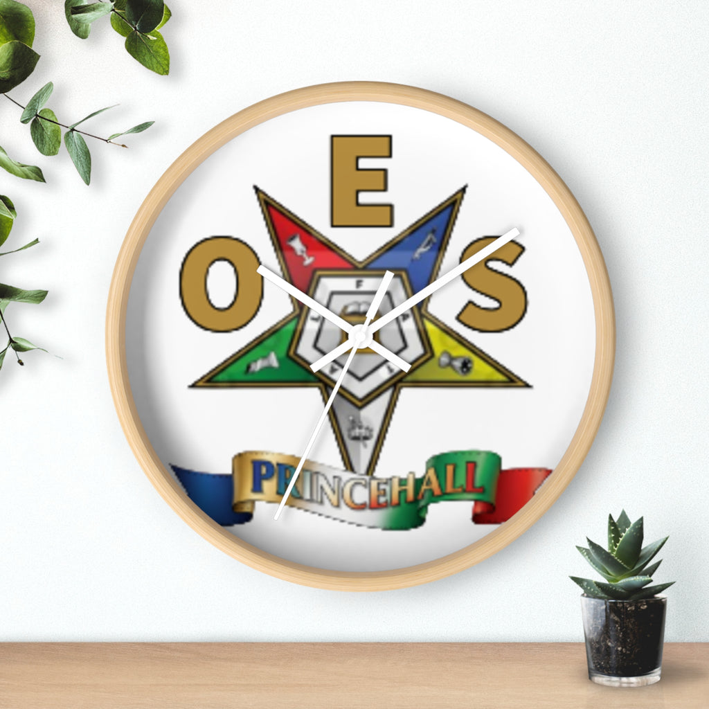 Prince Hall OES Star Wall Clock — Eastern Star Masonic Lodge Emblem Clock
