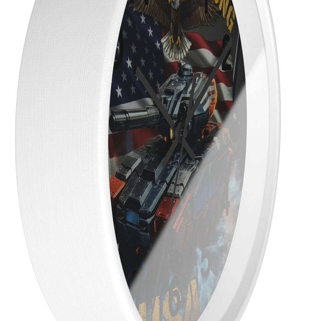 American Strong USA Tank Wall Clock — Patriotic Military Home Decor