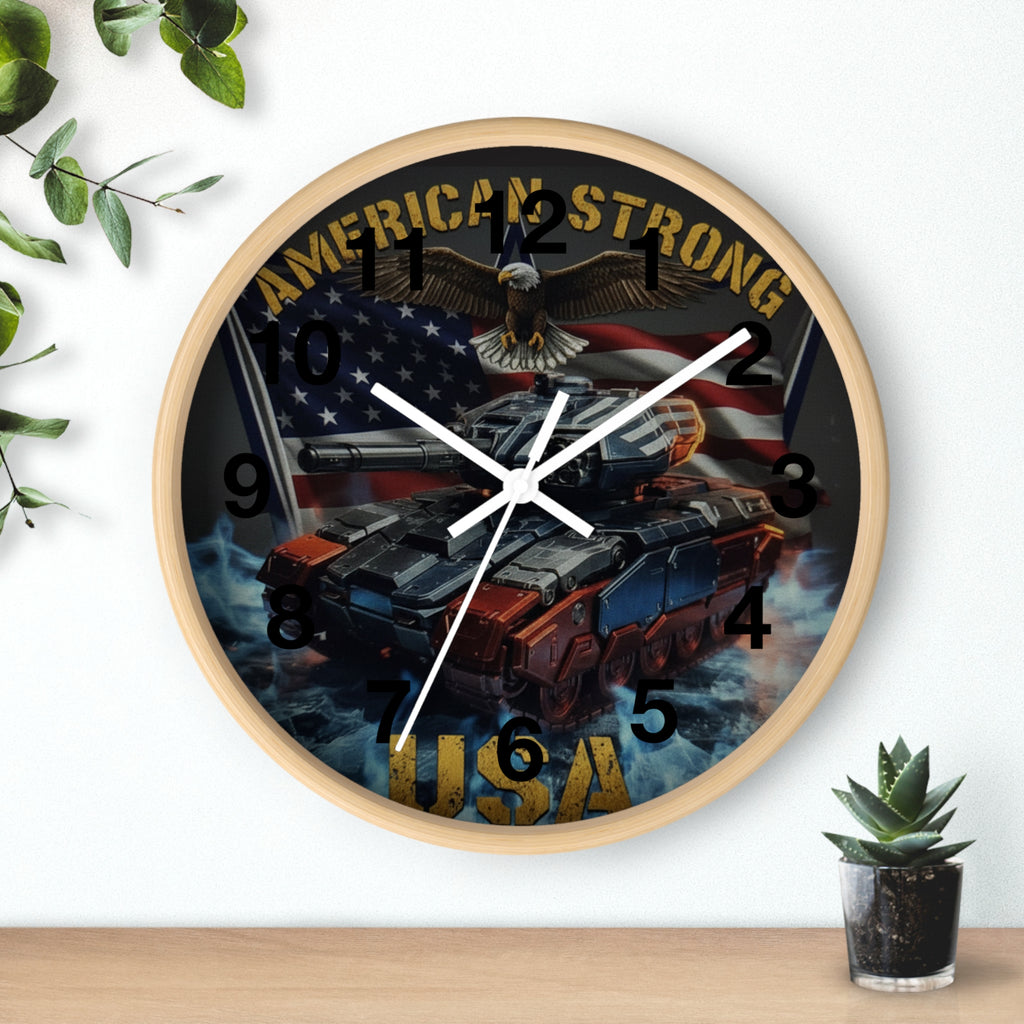 American Strong USA Tank Wall Clock — Patriotic Military Home Decor