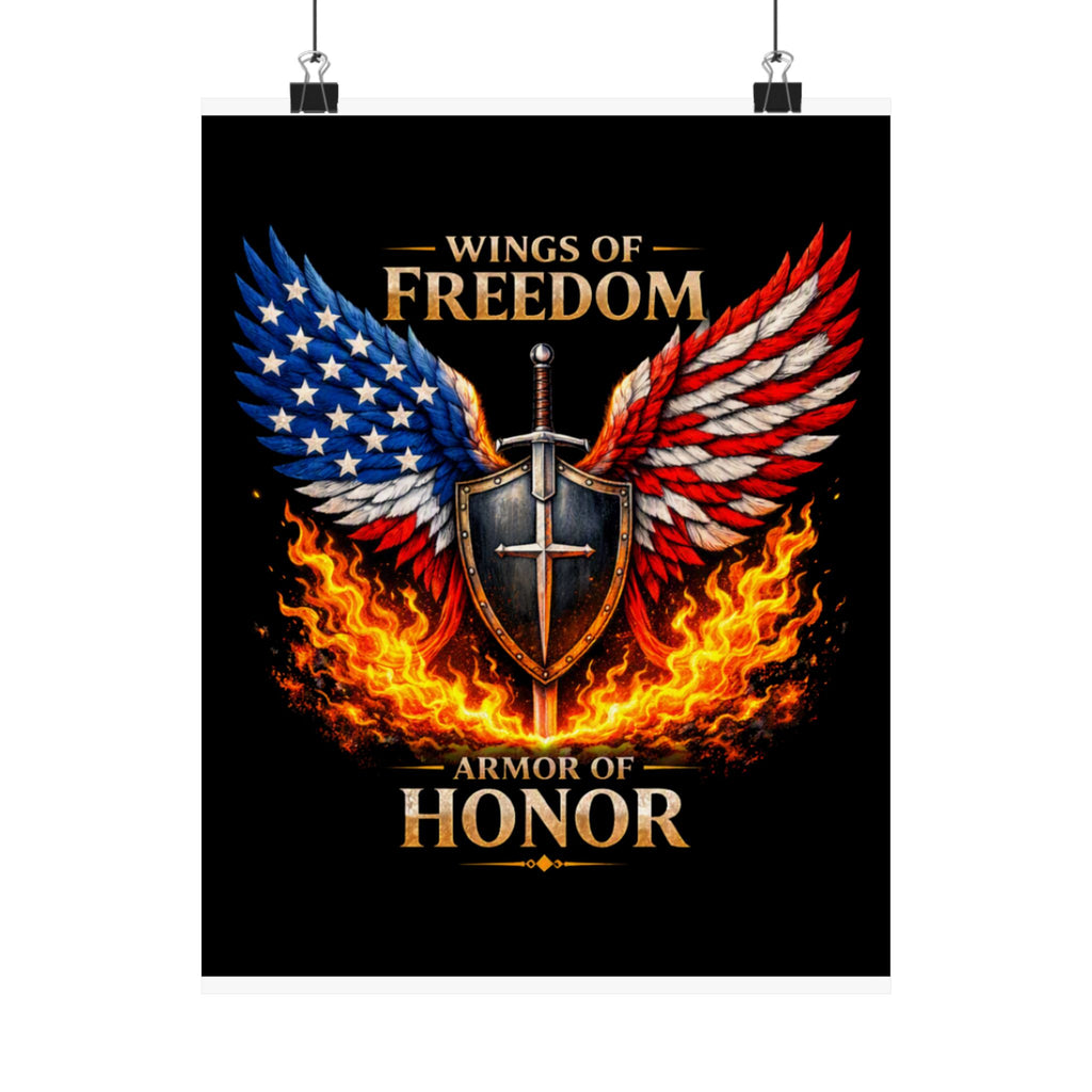 Patriotic Wings of Freedom Matte Poster — "Wings of Freedom, Armor of Honor"