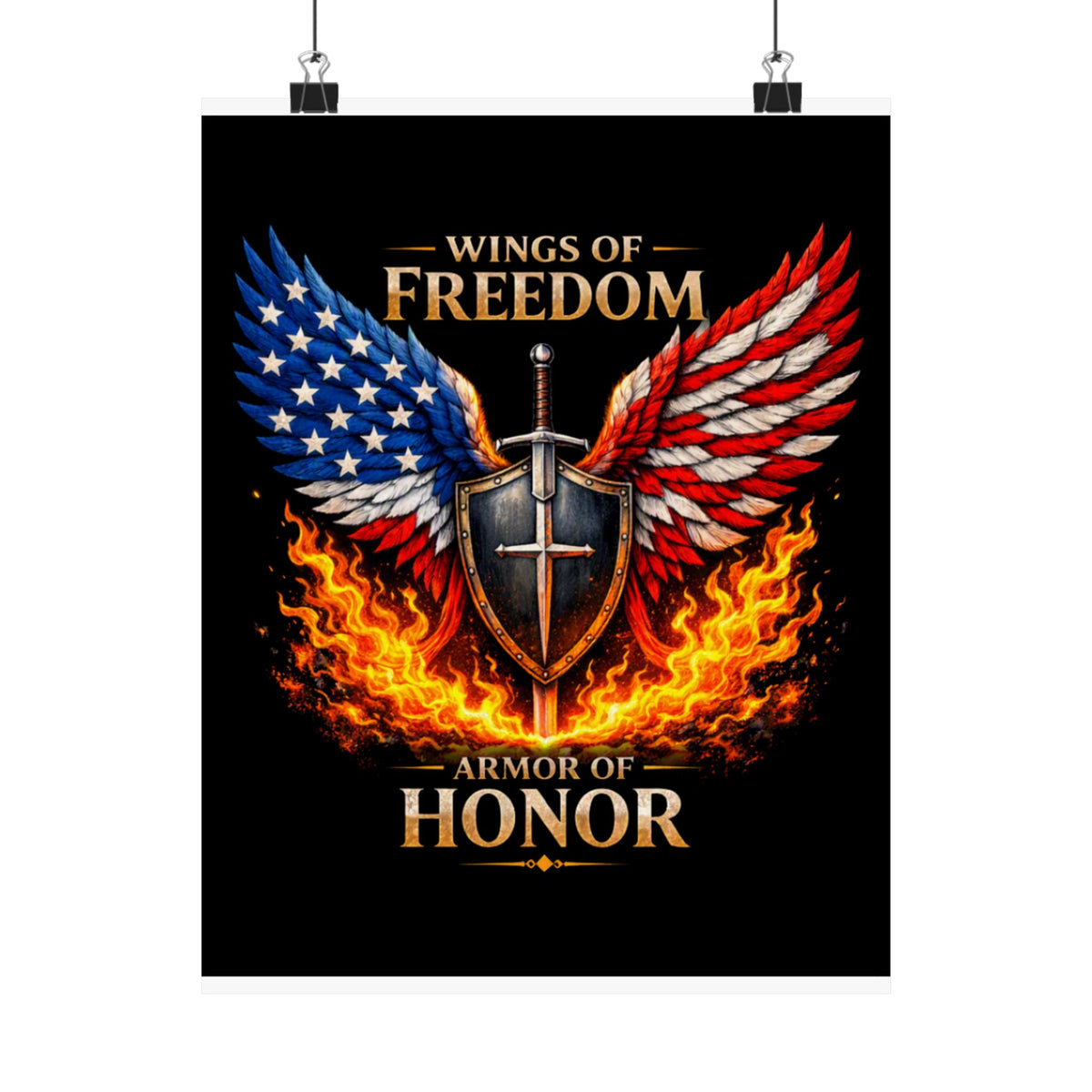 Patriotic Wings of Freedom Matte Poster — "Wings of Freedom, Armor of Honor"