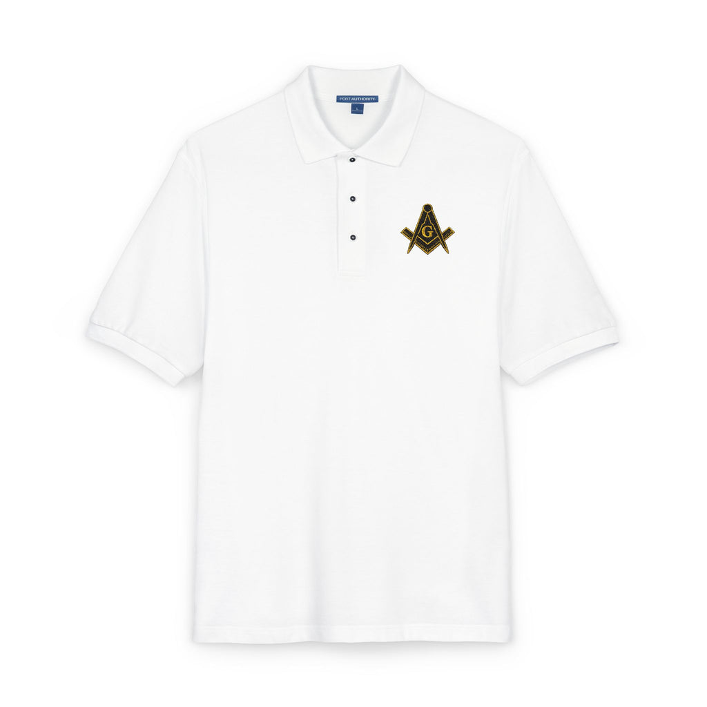 Masonic-Embroidered Gold Fleur-de-Lis Polo Shirt