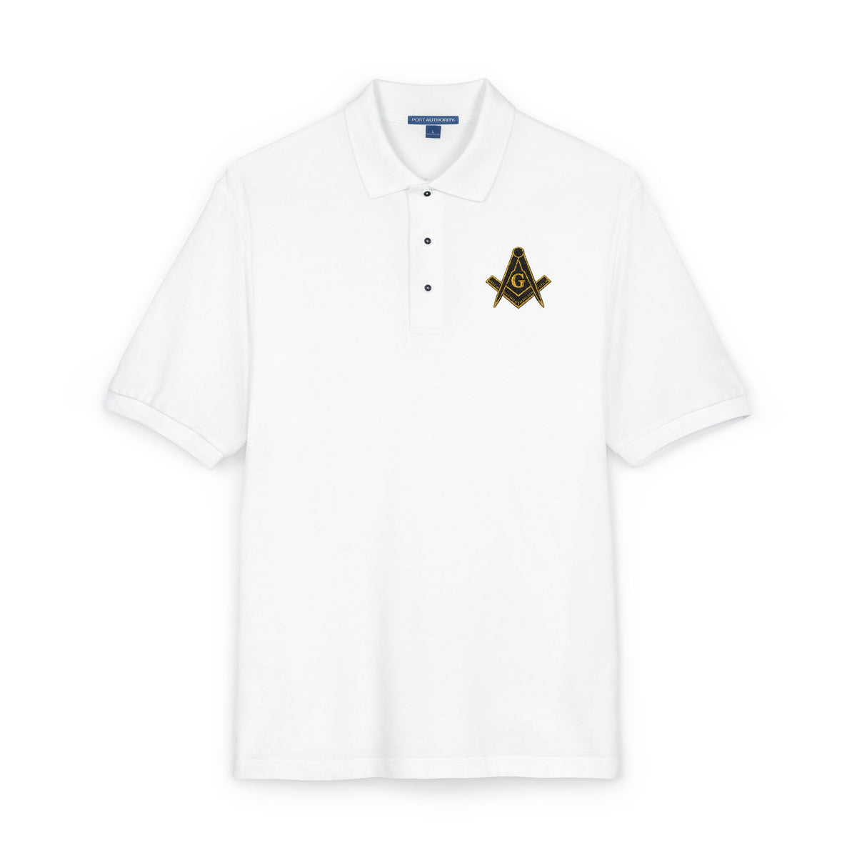 Masonic-Embroidered Gold Fleur-de-Lis Polo Shirt