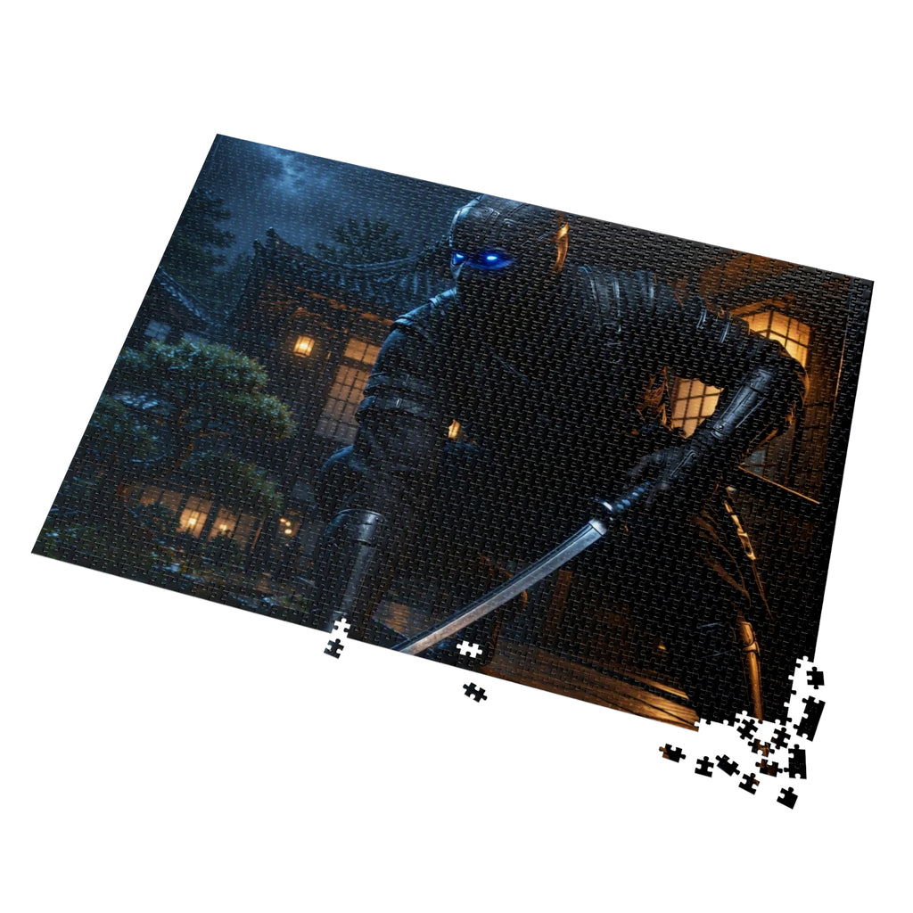 Ninja Night 500-Piece Jigsaw Puzzle with Tin — Stealth Samurai Sword Scene
