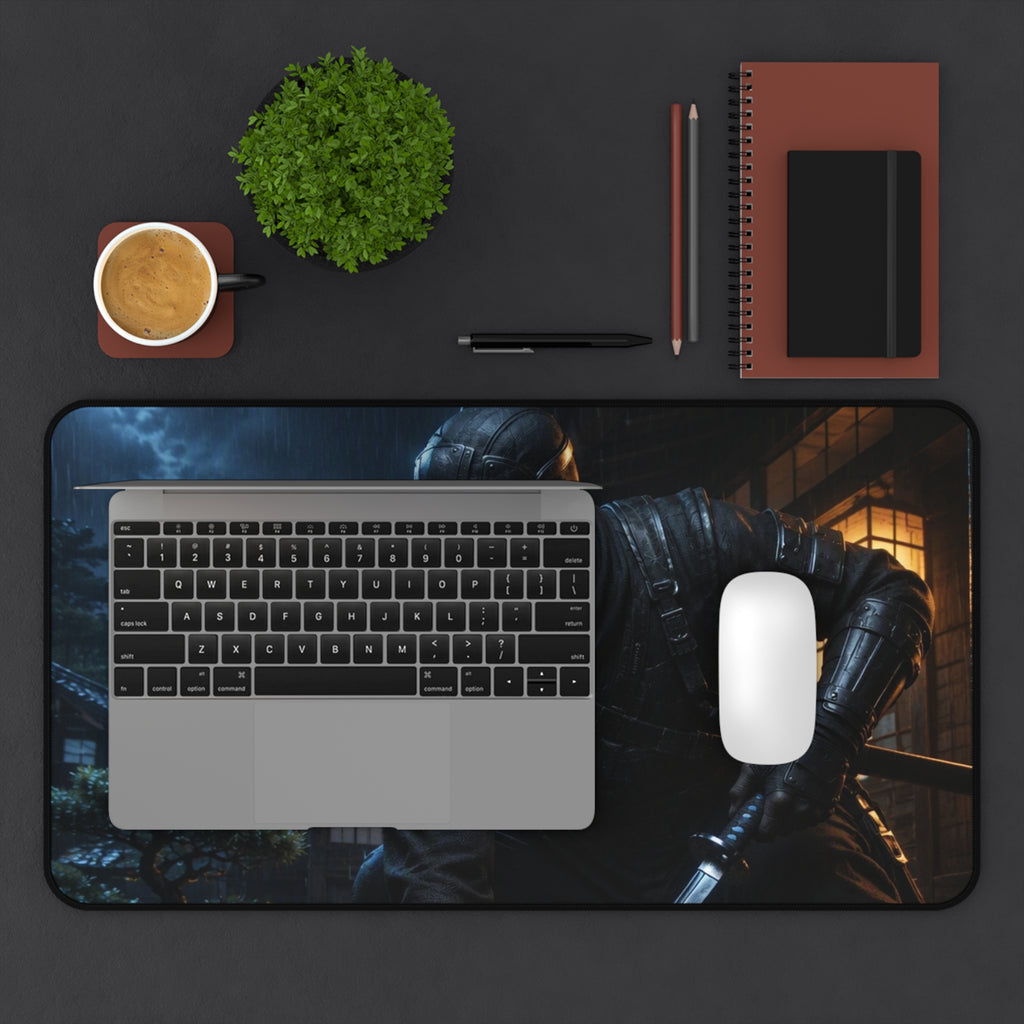 Ninja Nightscape Desk Mat — Stealth Samurai Gaming Mouse Pad