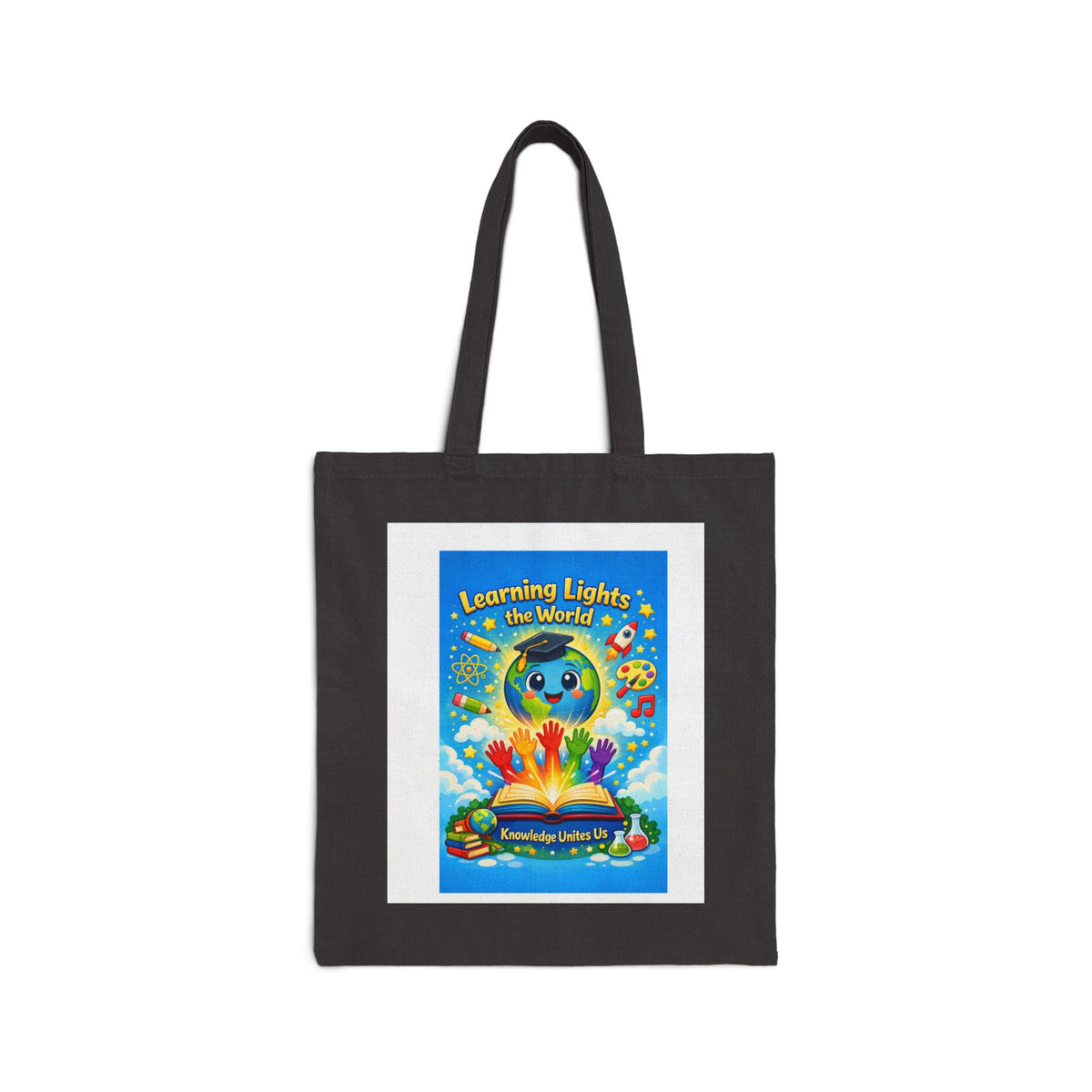 Tote Bag — "Learning Lights the World" Colorful Children's Book Illustration Tote