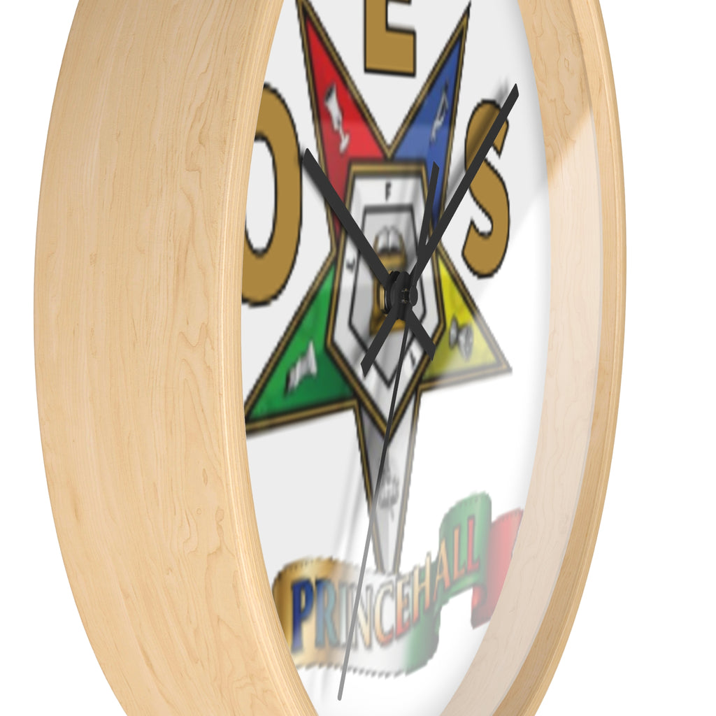 Prince Hall OES Star Wall Clock — Eastern Star Masonic Lodge Emblem Clock