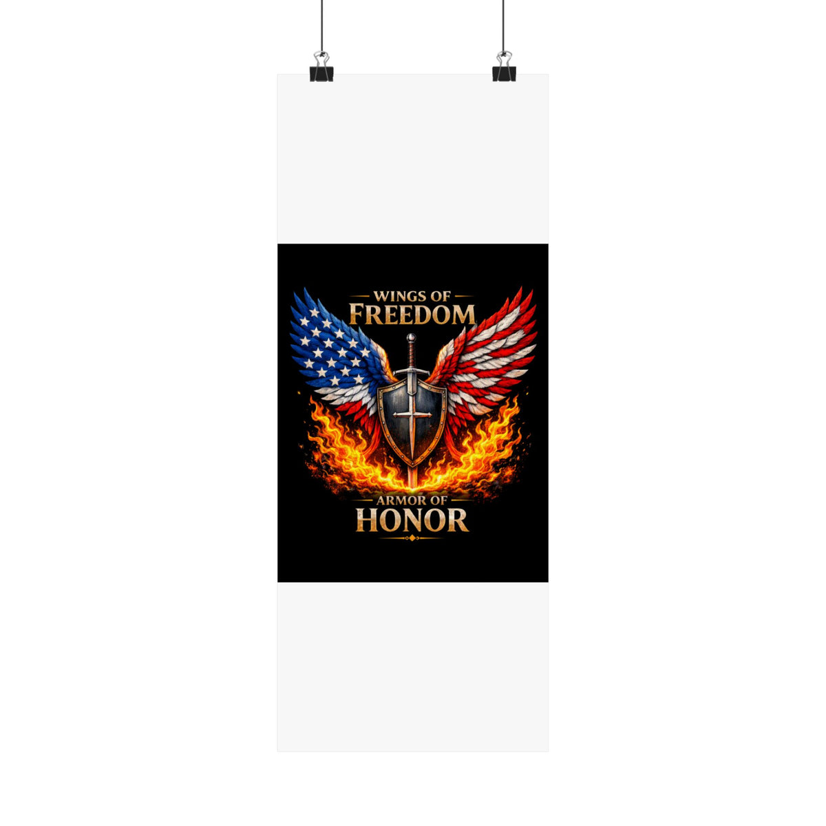 Patriotic Wings of Freedom Matte Poster — "Wings of Freedom, Armor of Honor"