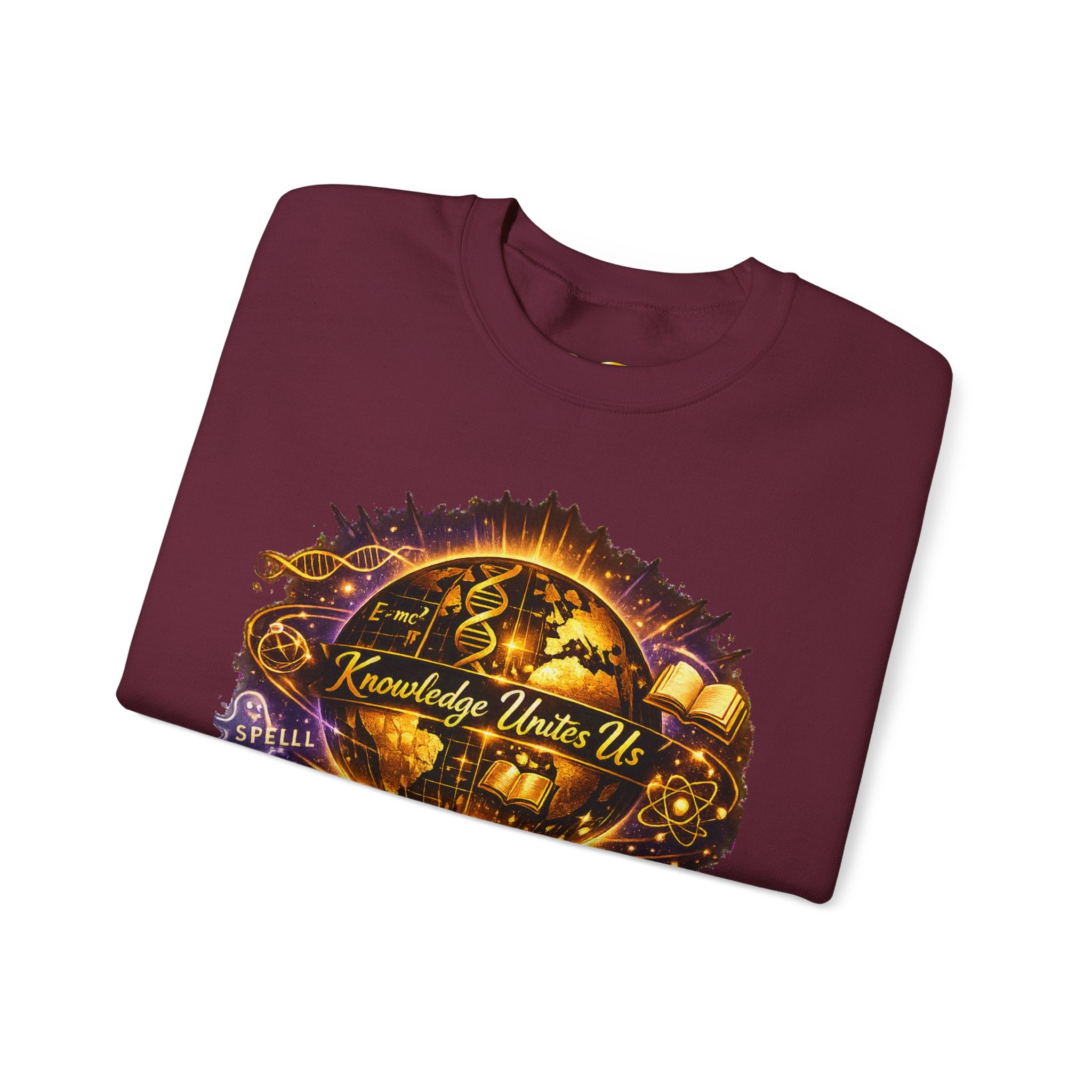 Crewneck Sweatshirt — "Knowledge Unites Us" Cosmic Music Festival Design