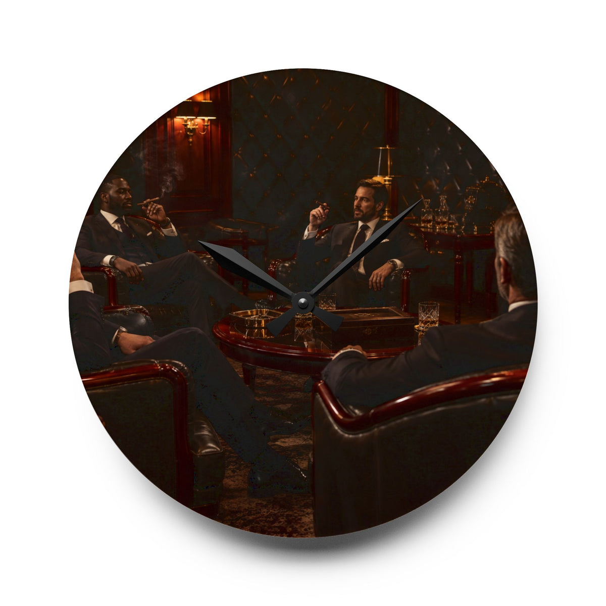 Vintage Taste Of Class Lounge Acrylic Wall Clock — Gentlemen Smoking Room Decor