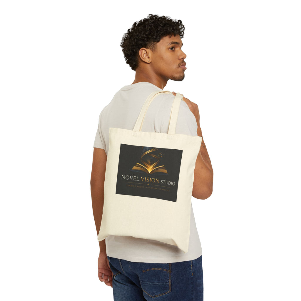 Novel Vision Studio Canvas Tote Bag — Golden Book Logo Cotton Shopper