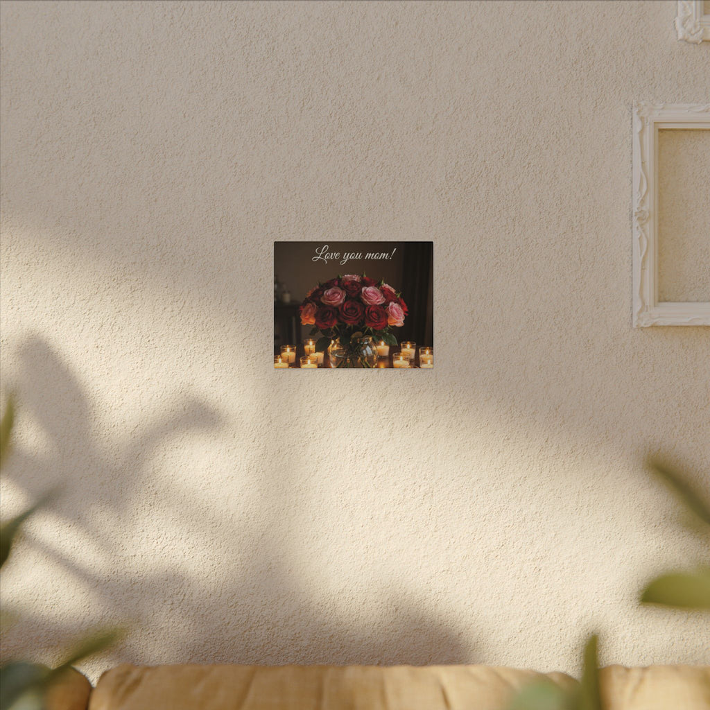 Love You Mom Floral Canvas Wall Art — Bouquet & Candles Mother's Day Gift