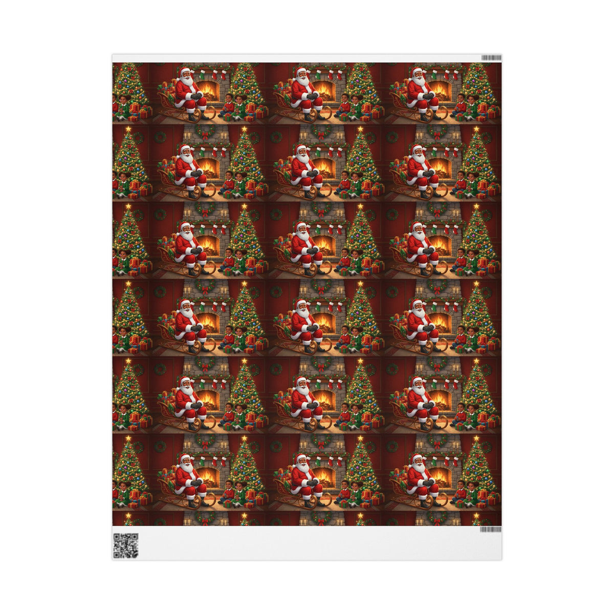 Christmas Santa Fireplace Wrapping Paper – Festive Gift Wrap Roll