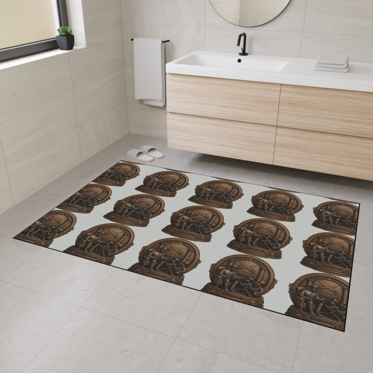Bronze Nautical Emblem Heavy-Duty Floor Mat