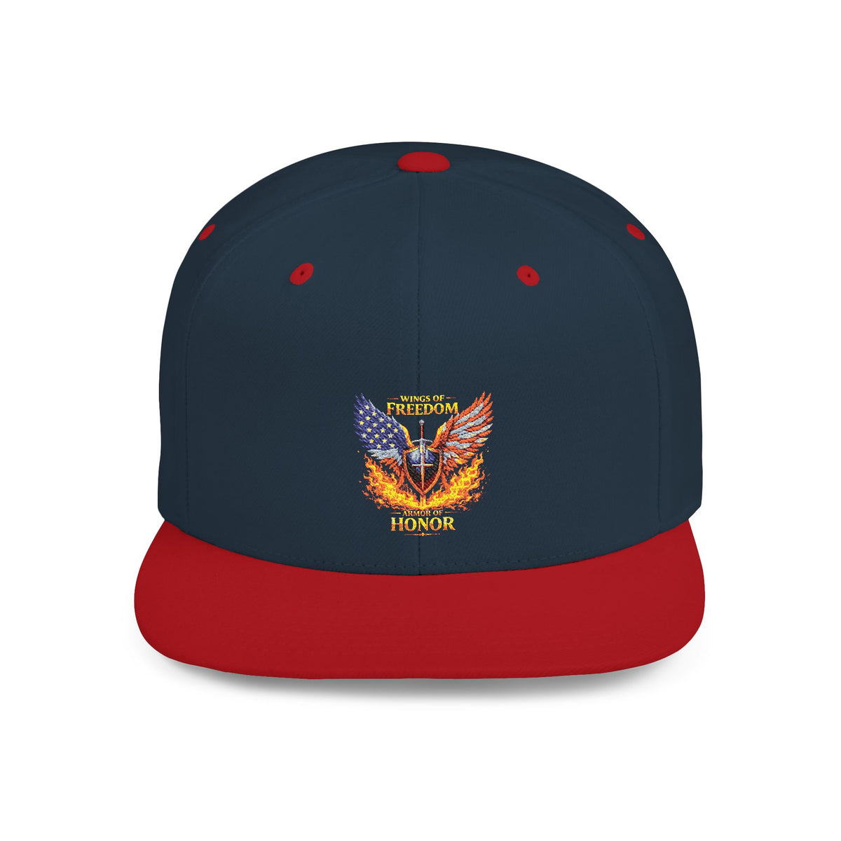 Snapback Hat — American Eagle Flames "Freedom Honor" Embroidered