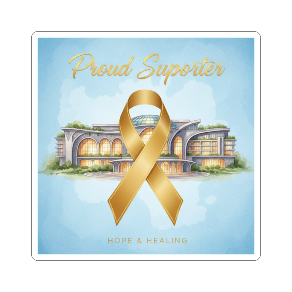 Gold Awareness Ribbon Sticker — "Proud Supporter: Hope & Healing"