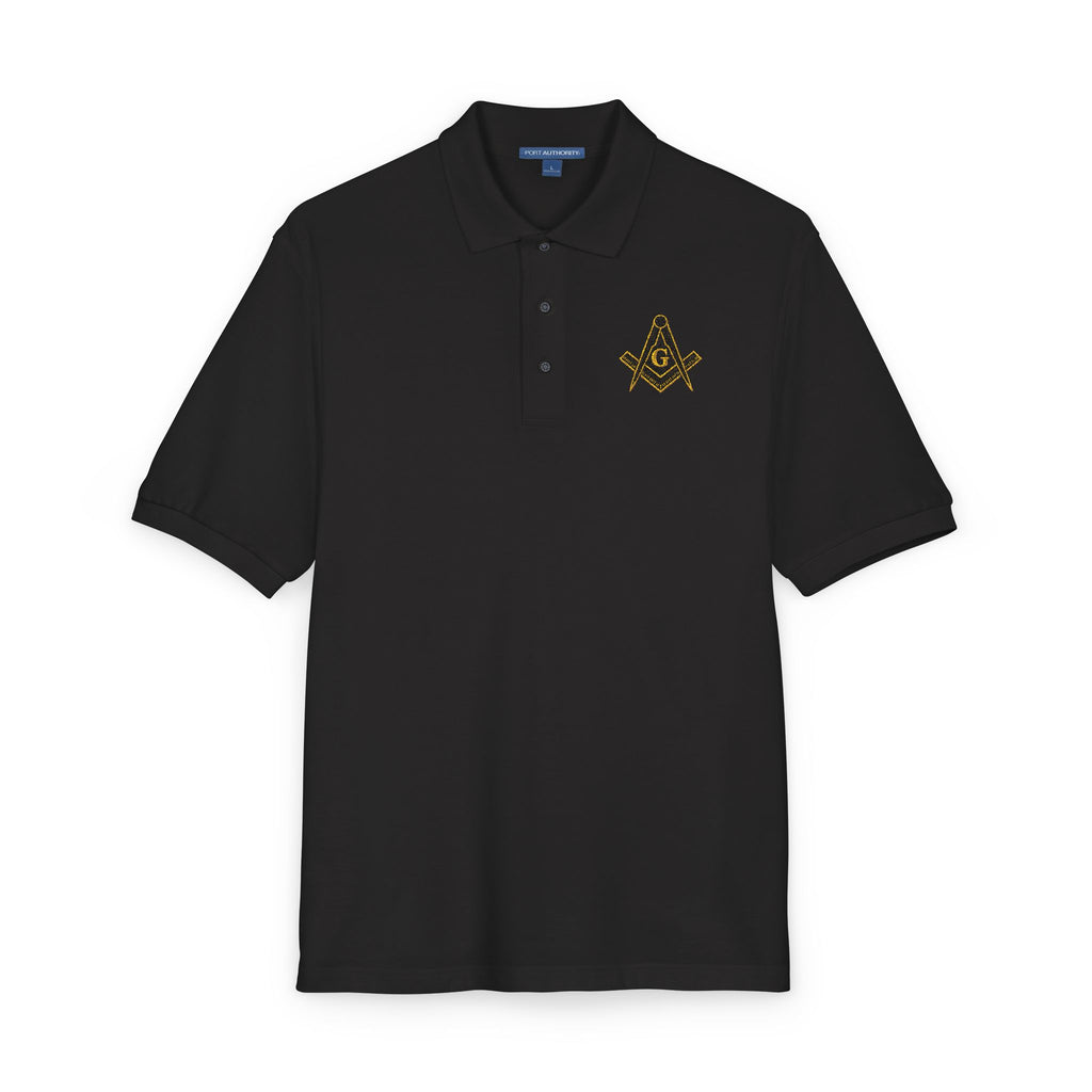 Masonic-Embroidered Gold Fleur-de-Lis Polo Shirt