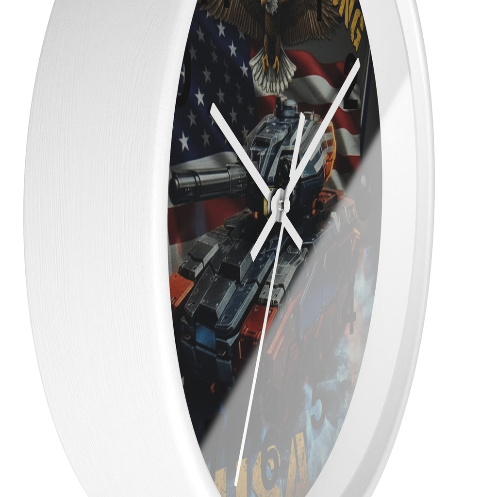 American Strong USA Tank Wall Clock — Patriotic Military Home Decor